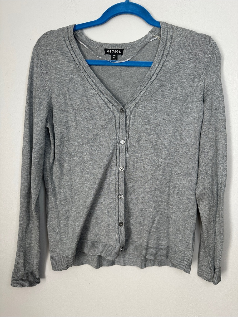 George Light Gray V-Neck Button Front Cardigan size S 4/6